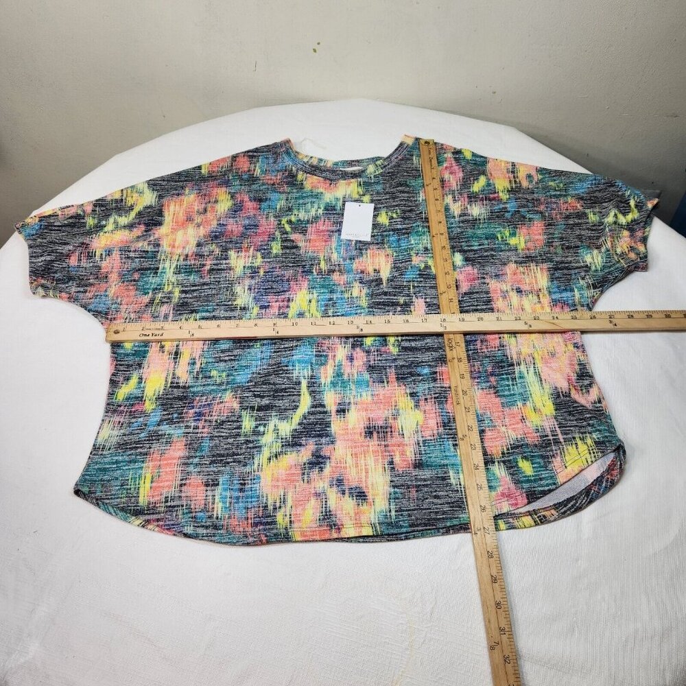 Westbound Women's Multi Color Short Sleeve Blouse Top Plus Blur Ikat Size 1X - Picture 4 of 11